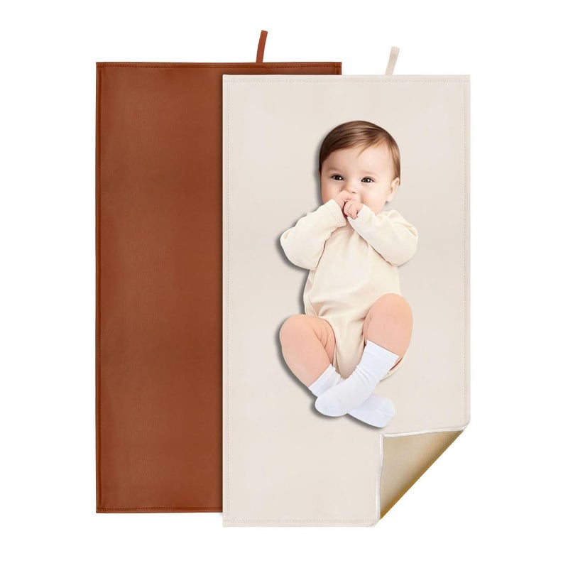 BEWDIO 2 Pack Portable Baby Changing Mat, Soft and Easy to Wipe Diaper Changing Pad for Baby Travel or Home (67-07) - Image 1